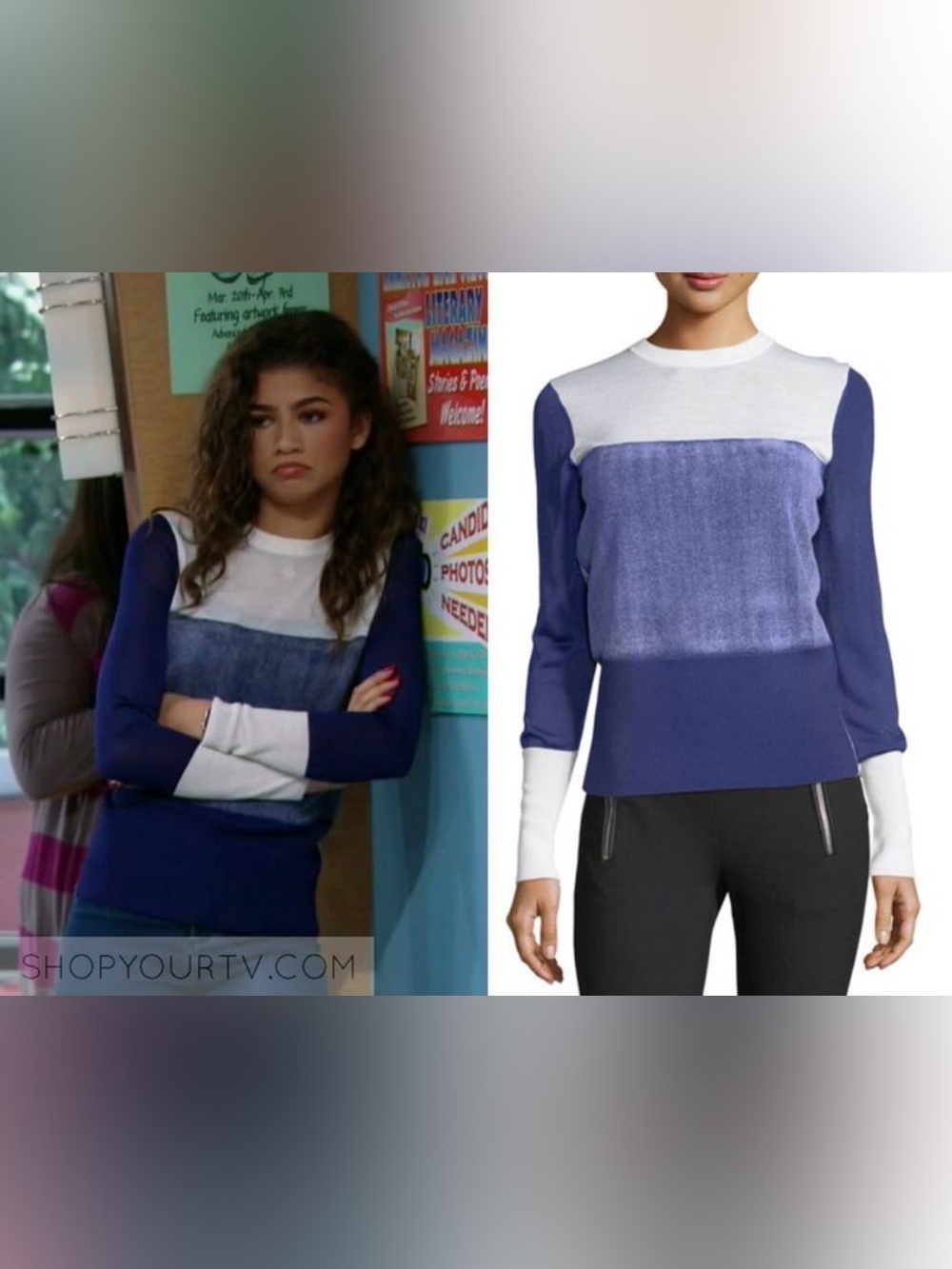 Rag & Bone Marissa Colorblock Minimalist Pullover Wool Blend Sweater ASO Zendaya